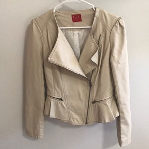 Cream Leather Moto Jacket Elle size 4
